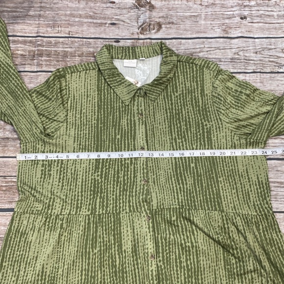 NWT New Directions button front long sleeve tiered blouse size 2X green - Picture 7 of 11